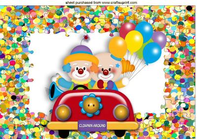 Clowin Around in a Car in Jigsaw Frame A4