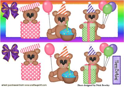 Teddies with Cupcakes & Balloons Dl