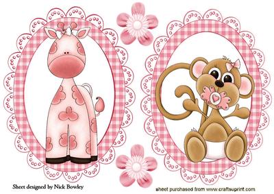 Cute Giraffe, and Monkey with Pacifier Toppers