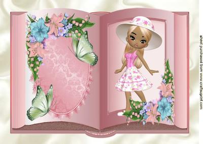 Pretty in Pink with Flowers in Open Book A4