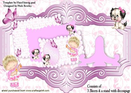 Pretty Floral Scalloped Book with Little Girl and Puppy Kit