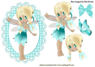 Sweet Little Faerie in Turq with Bow