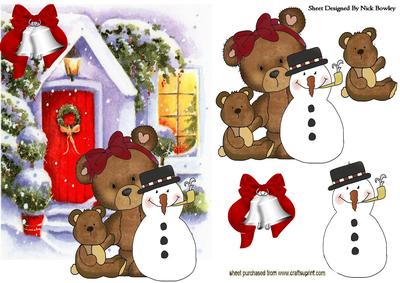 Teddy with Snowman in the Snow