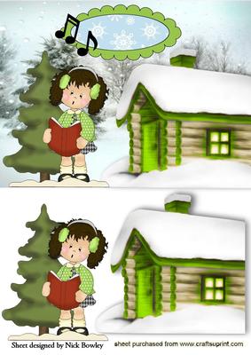 Little Girl Carol Singing in the Snow