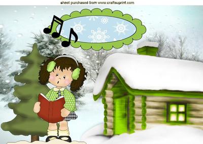 Little Girl Carol Singing in the Snow A4