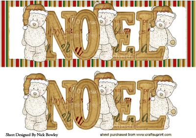 Noel Christmas Teddys in Santa Hats Dl