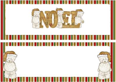 Noel Christmas Teddys in Santa Hats Insert Dl