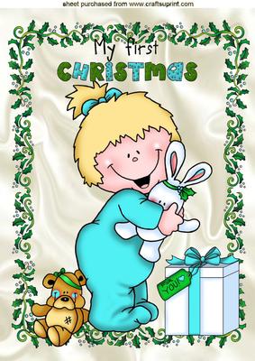 Ooh! My First Christmas Baby in Turq A4