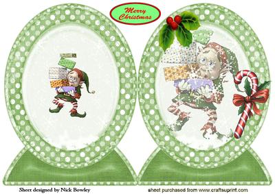 Santas Elf in Snowglobe Folding Card