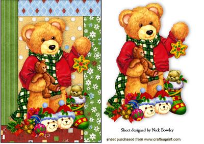 Teddy Bear with Lots of Toys, in Tapestry Frame