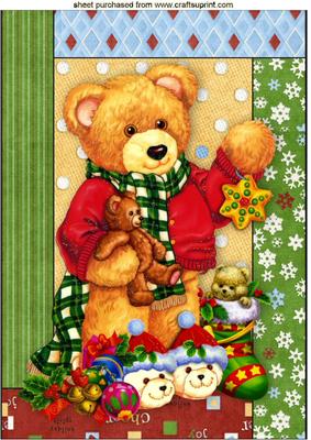 Teddy Bear with Lots of Toys in Tapestry Frame A4