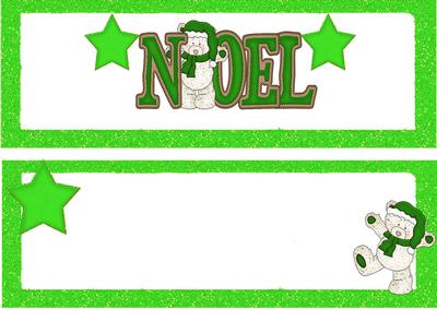 Noel in Green Glitter Frame with Teddies Insert Dl