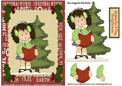 Little Girl Carol Singing with Tree