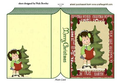 Little Girl Carol Singing with Tree Folded Book