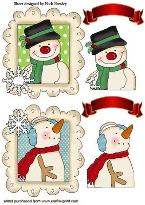 Lovely Snowman Toppers in Ornate Frames