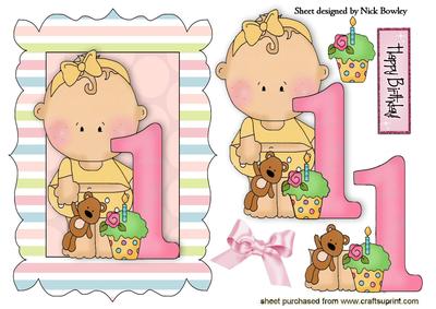Baby Girls First Birthday with Cupcake
