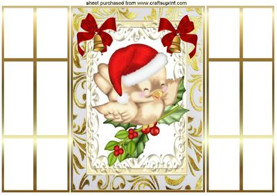 Little Robin in Santa Hat on Holly French Gatefold
