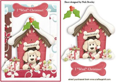 I "woof" Christmas, Cute Puppy in Kennel