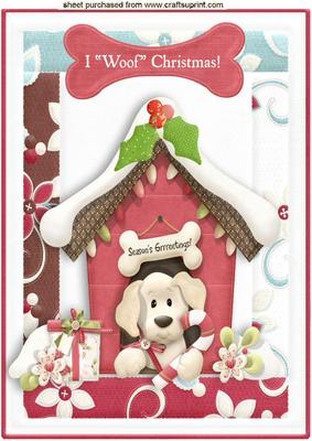 I "woof" Christmas, Cute Puppy in Kennel A4