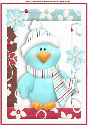Little Blue Bird in the Winter A4