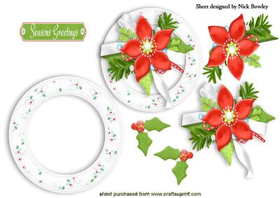 Christmas Flowers with Holly on Rocker Card