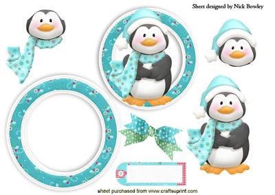 Christmas Penguin in Scarf Rocker Card