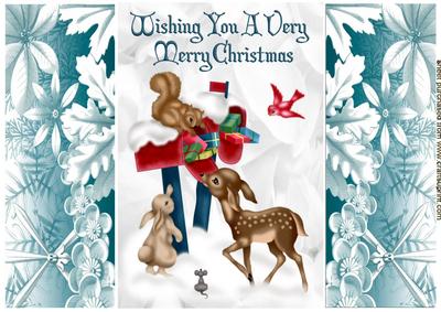 Winter Animals with Little Bird Floral Gatefold