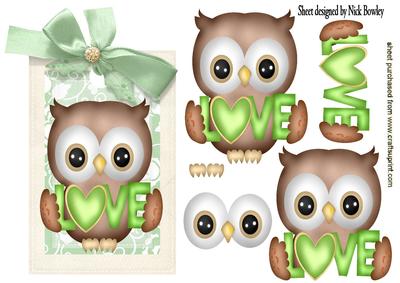 Little Owl with Lots of Love on a Tag with Bow