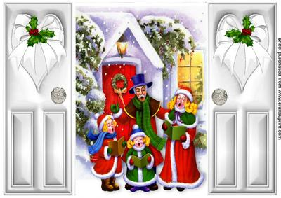 Vintage Carol Singers in Snow Scene Gatefold