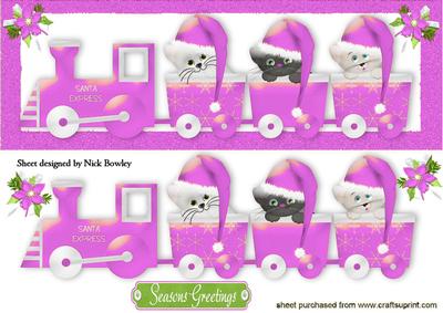 Cute Kitties in Pink Santa Train Dl