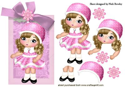 Pretty Little Girl in Pink, on Tag with Bow