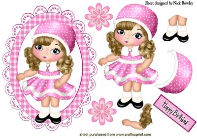 Little Girl in Pink Gingham Frame with Flowers