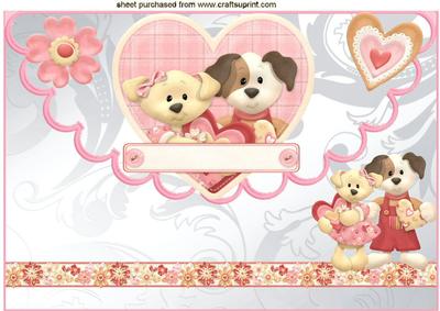 Puppy Love on a Heart on Scalloped Envelope A4