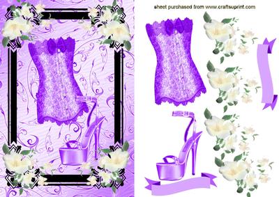 Lovely Ladies Shoe & Corset in Lilac with White Flowers