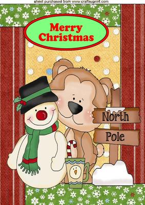 Snowman and Teddy in Tapestry Frame A4