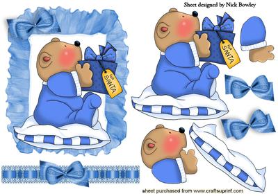 For Santa Cute Little Bear on a Cushion