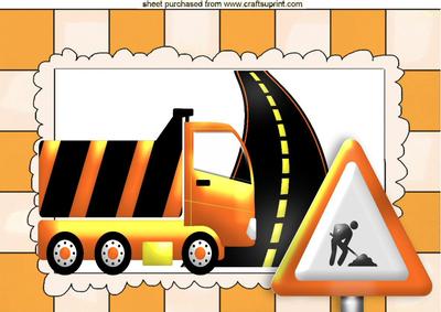 Road Works Ahead, with Truck and Sign A4