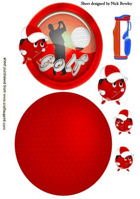 Anyone for Golf in Red! with Golf Balls Rocker Card