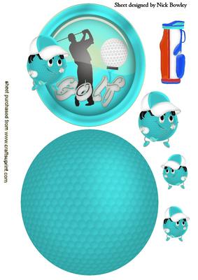Anyone for Golf in Turq! with Golf Balls Rocker Card