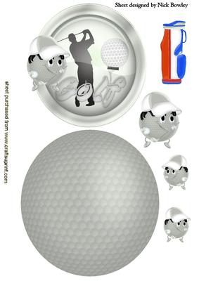 Anyone for Golf in Silver! with Golf Balls Rocker Card