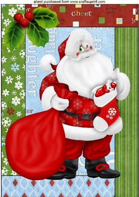 Sleepy Mouse in Stocking with Santa A4