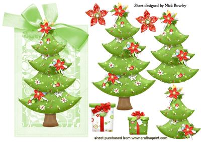 Christmas Tree on a Tag with Bow and Presents