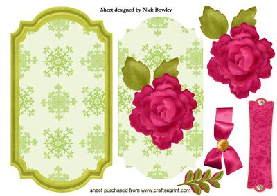 Rose on a Christmas Tag with Bow