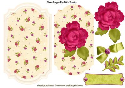 Floral Tag with Rose and Bow