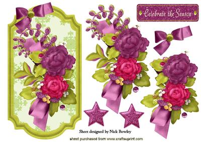 Pretty Flowers on Snowflake Tag with Bow