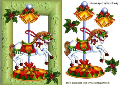 Carousel Horse with Christmas Bells and Holly