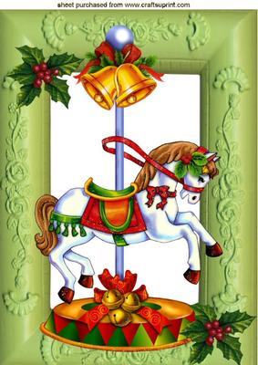 Carousel Horse with Christmas Bells and Holly A4