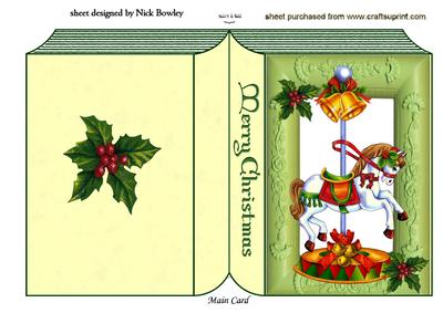 Carousel Horse with Christmas Bells and Holly Folded Book
