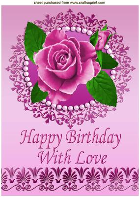 Painted Pink Rose in Pearl Ornate Frame A4
