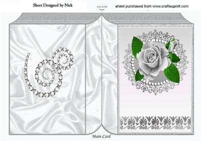 Silver Roses and Diamonds in Ornate Frame Folded Book